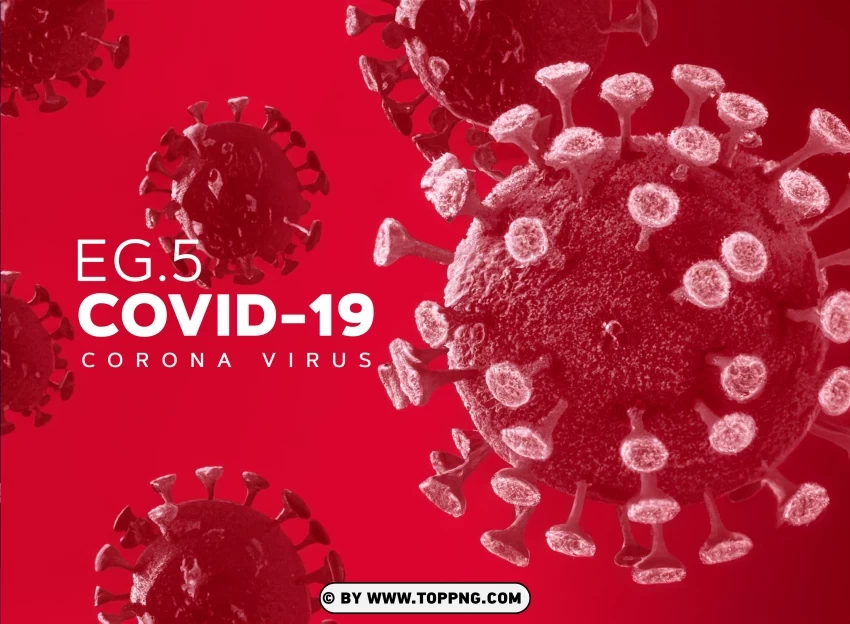 Illustrated Background EG.5 Coronavirus with Blurred Red Bacteria, EG-5 ,COVID-19, Marburg Virus, Virus, Deadly, Pathogen