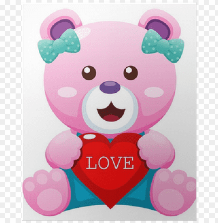 Illustration Of Teddy Bear With Heart Vector Poster - Teddy Bear PNG Transparent With Clear Background ID 282206