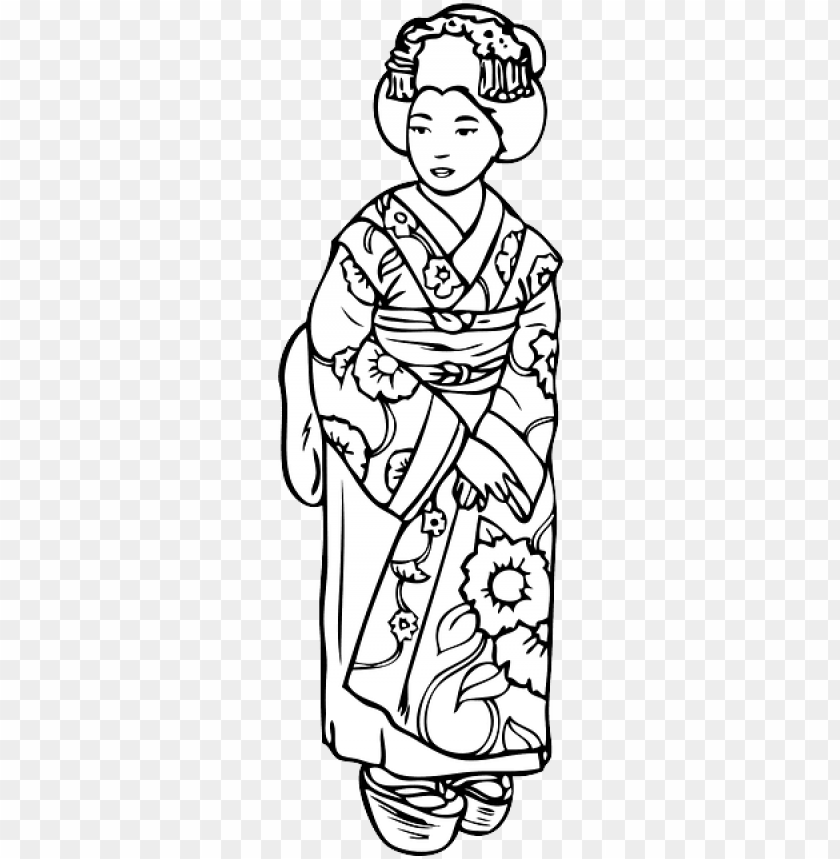 free PNG image black and white asian drawing geisha - madama butterfly (english and italian edition) PNG image with transparent background PNG images transparent