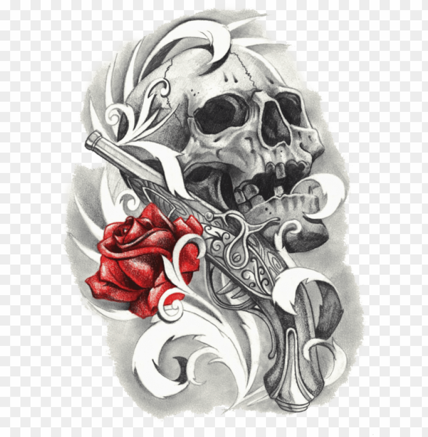 image guns and roses skull tattoo PNG transparent with Clear Background ID 206137