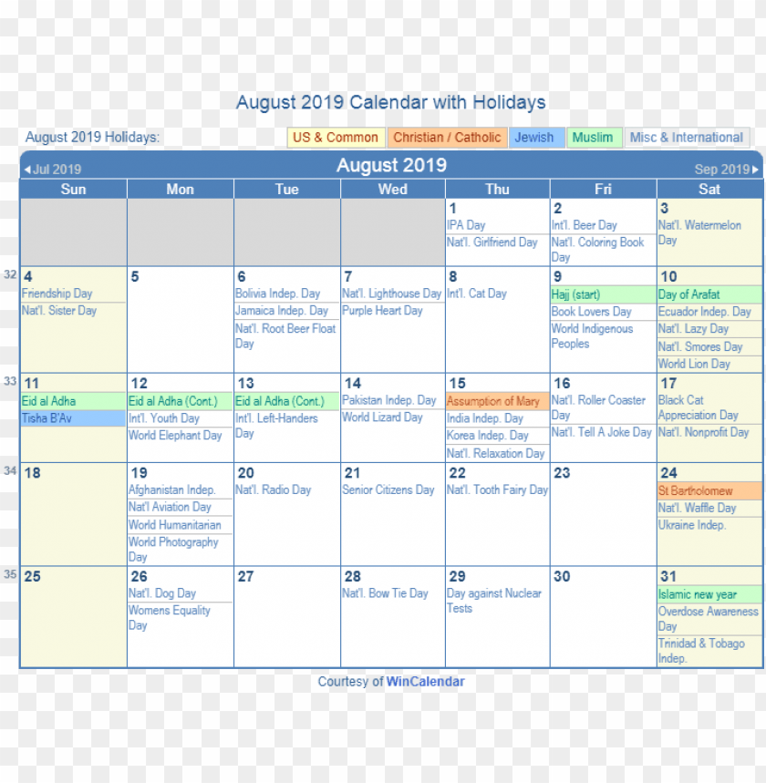 Image Result For August Calendar - December 2018 Holiday Calendar PNG Transparent With Clear Background ID 256983
