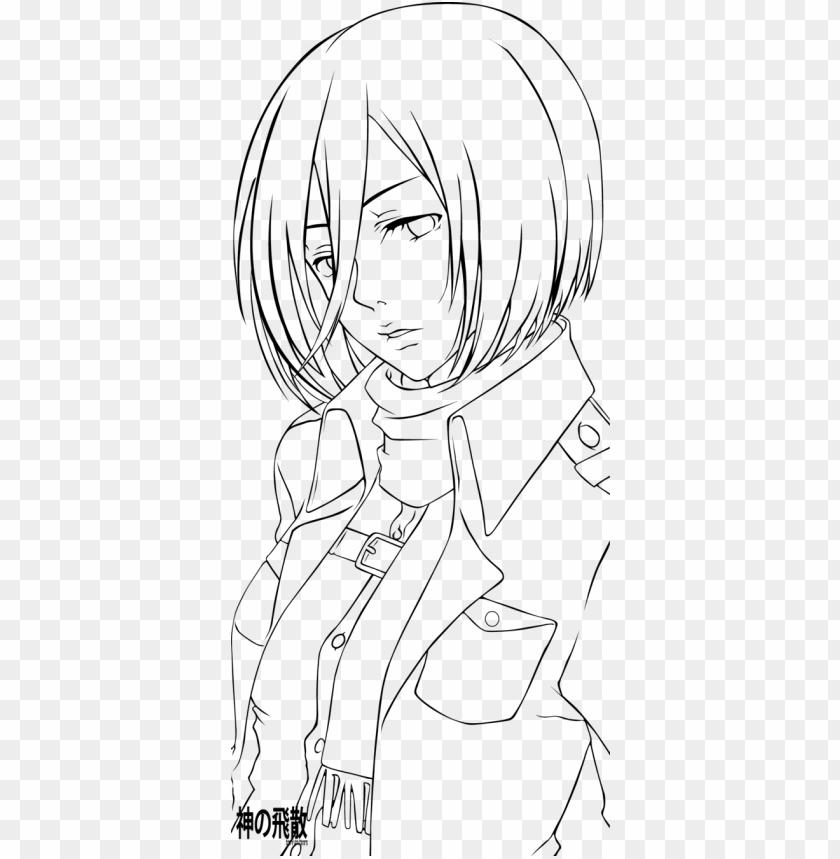 Image Attack On Titan - Attack On Titan Mikasa Lineart PNG Transparent Background