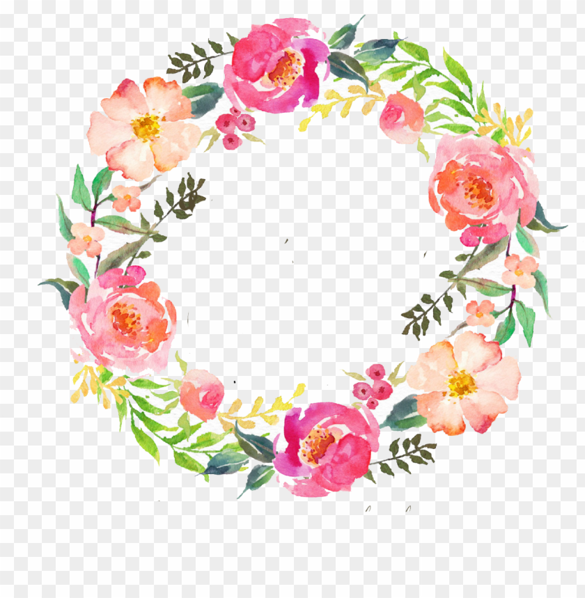 free PNG in by karin on 花柄 - watercolour flower wreath PNG image with transparent background PNG images transparent