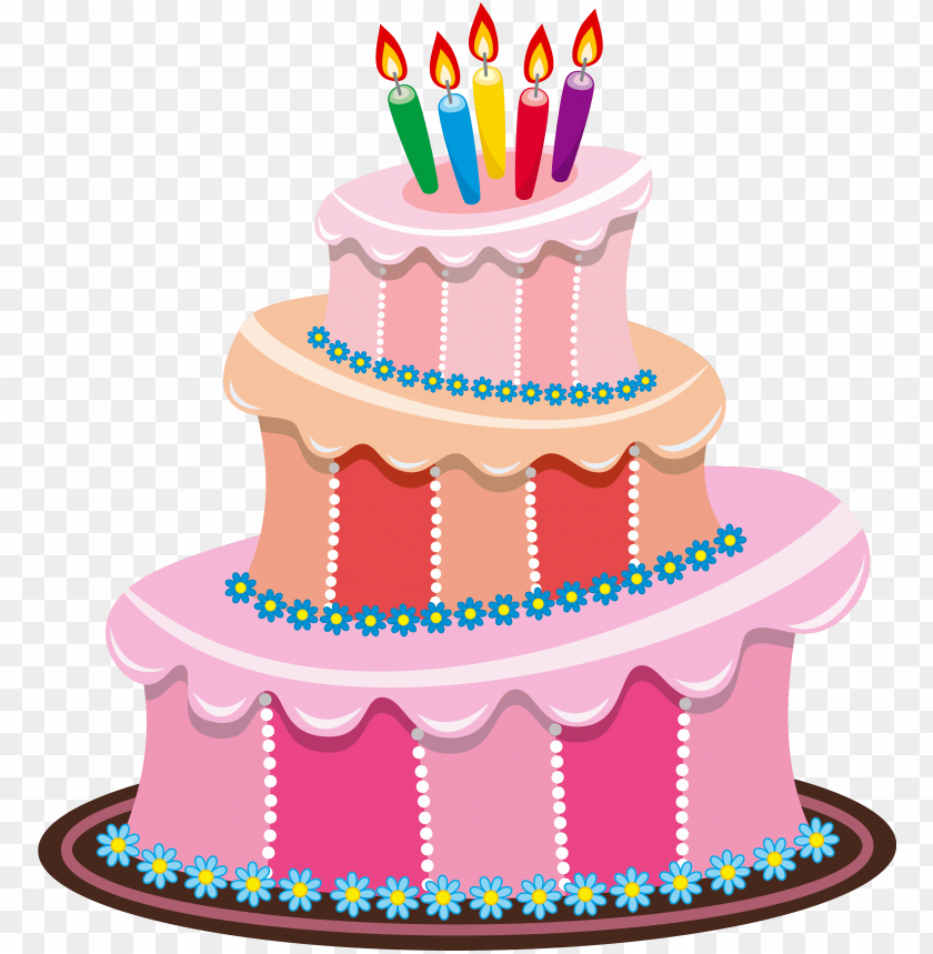 Birthday Clipart-three layered birthday cake with candles