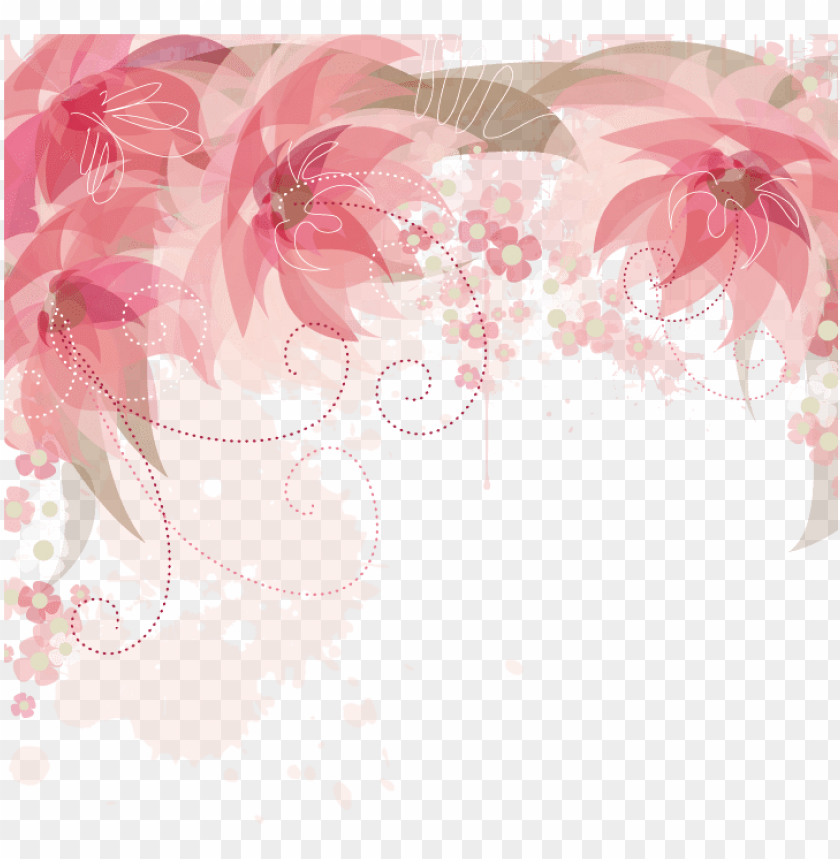 ink flowers flower border png free photo pink flower border PNG transparent with Clear Background ID 173330