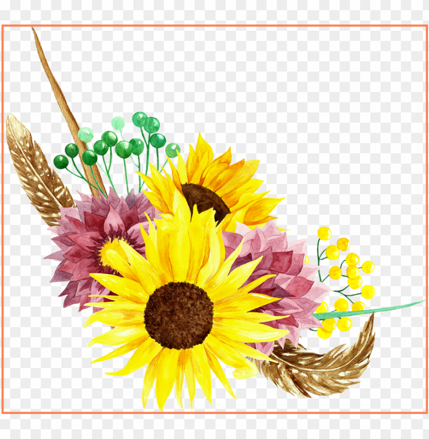 inspiration, logo, sunflowers, vector design, leaves, petals, wedding invitation