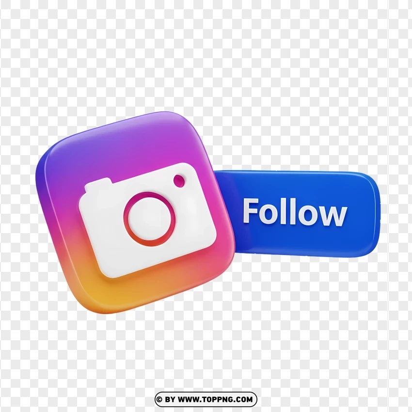 Instagram Icon With Follow Button PNG Transparent Background