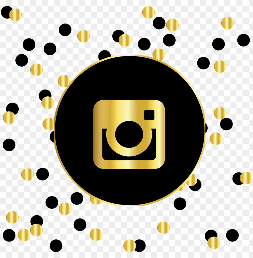 instagram, social media, icons, website, symbol, circle - instagram logo  black and gold PNG image with transparent background | TOPpng