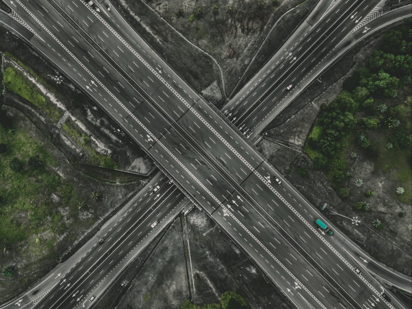interchange road, roads, aerial view, traffic, direction