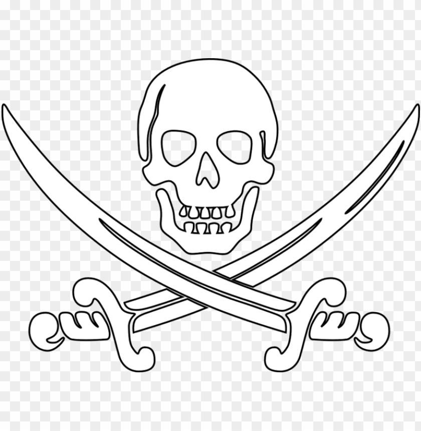 irate skull outline sword ausmalbilder totenkopf pirat PNG transparent with Clear Background ID 182502