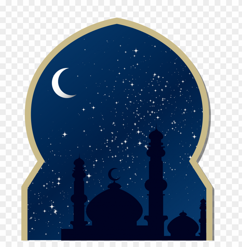 Islamic Door Mosque Moon Blue Sky PNG Image With Transparent Background