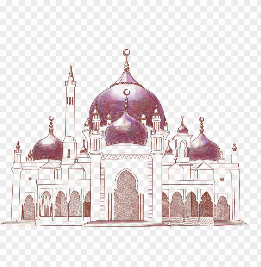 Islamic Masjid Mosque Vector Drawing Art PNG Image With Transparent Background
