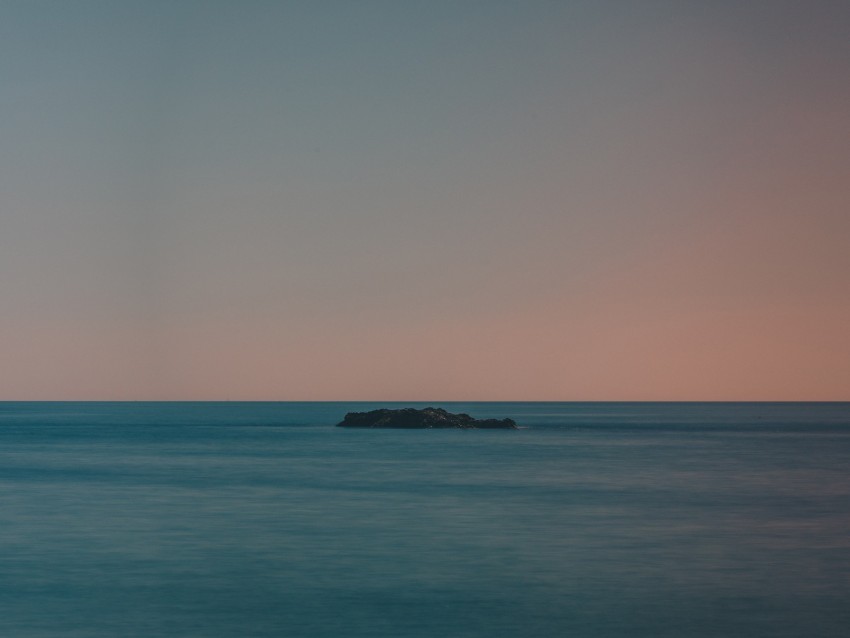 island, sea, horizon, sunset