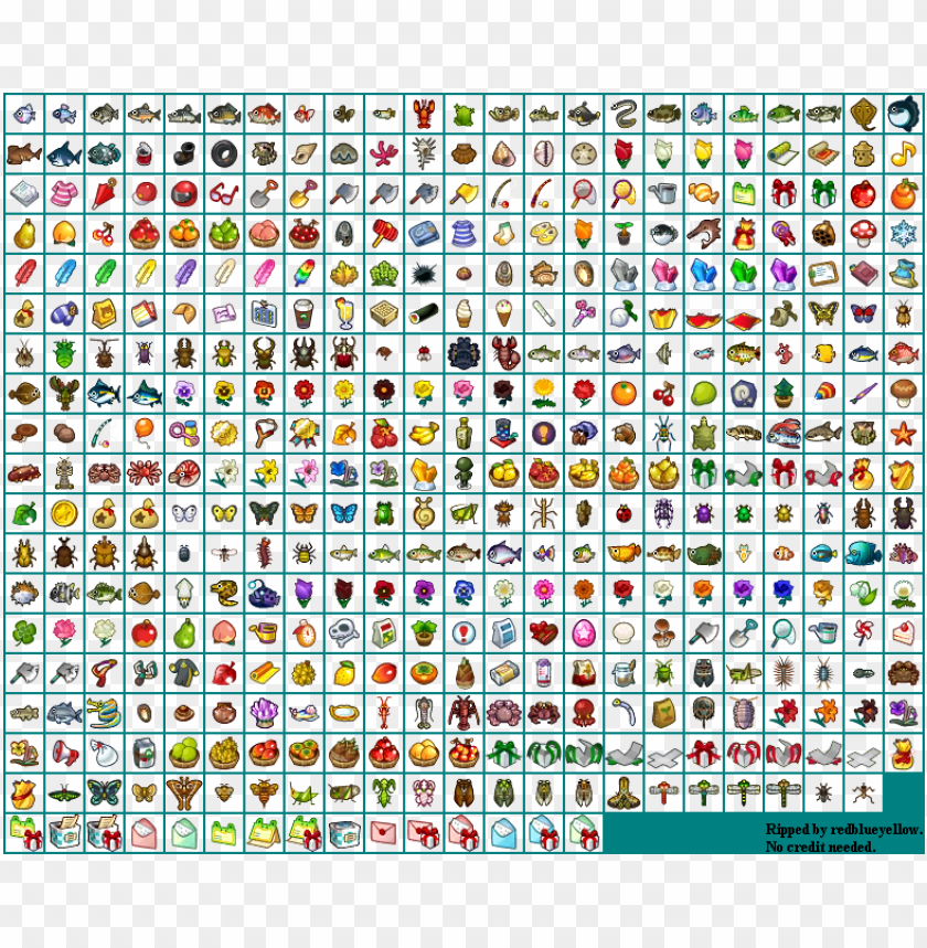 Item Icons Animal Crossing Sprite Sheet Png Image With