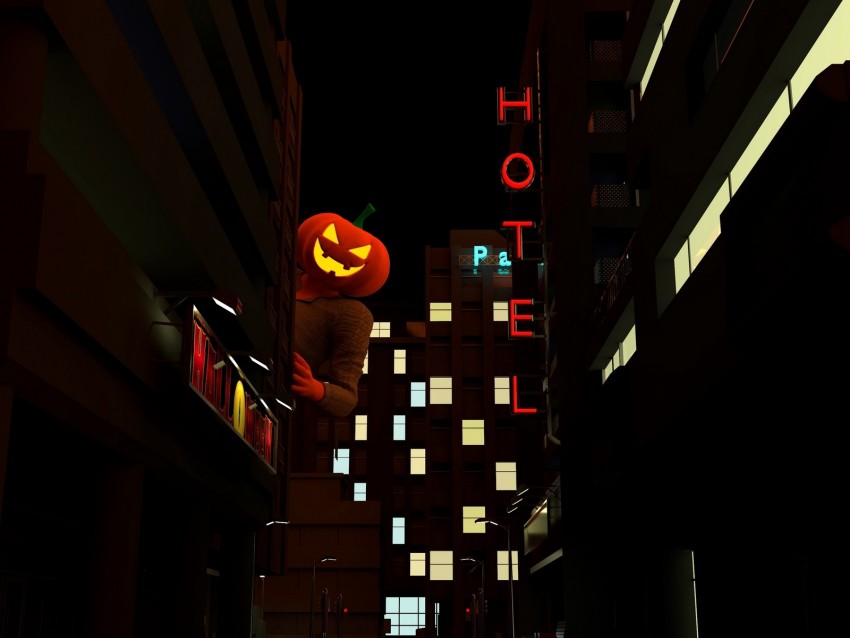 jack o lantern, halloween, night city, spy out, dark