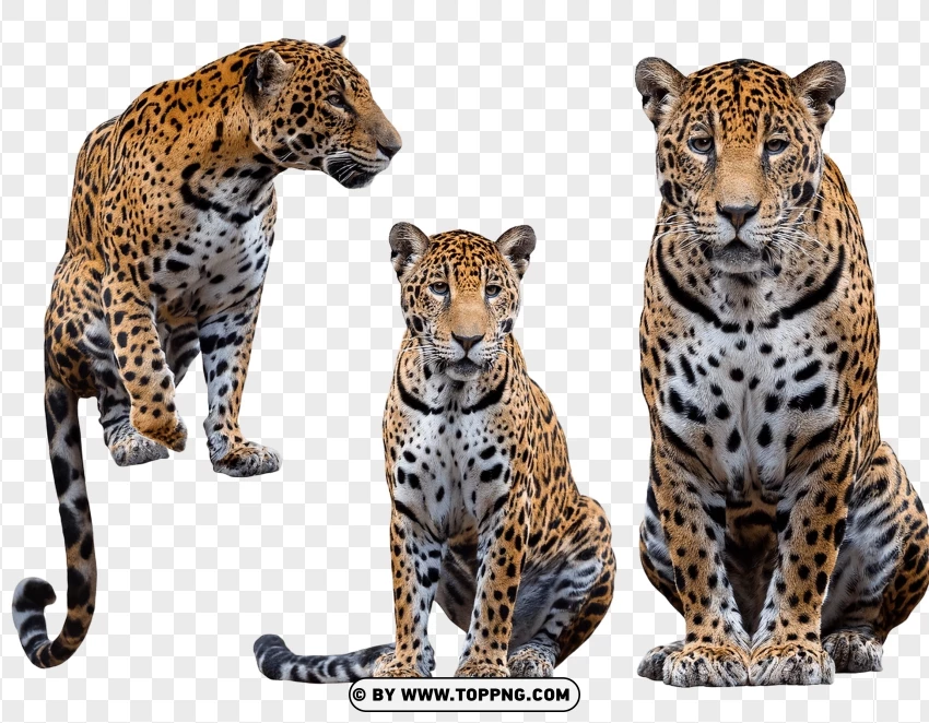 Jaguar In Alert Standing Pose PNG Transparent Background