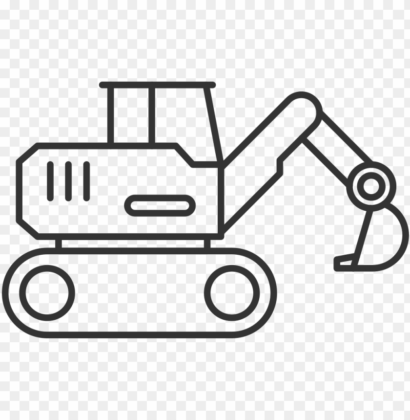 free PNG jcb js360 tracked excavator vector drawing - black and white excavator PNG image with transparent background PNG images transparent