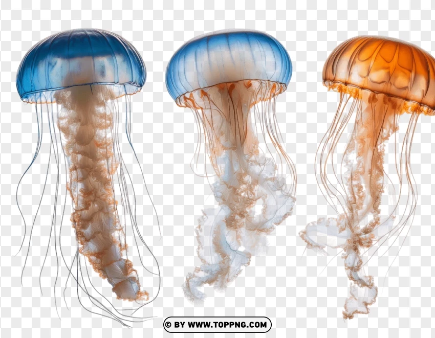 Single Jellyfish With Blue Tentacles PNG Transparent Background