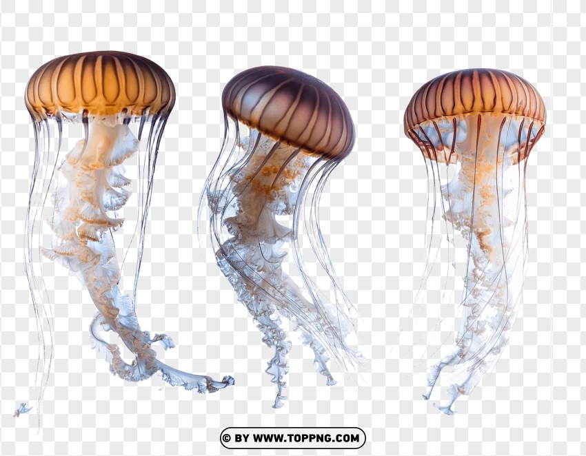 Jellyfish Swimming In Harmony PNG Transparent Background