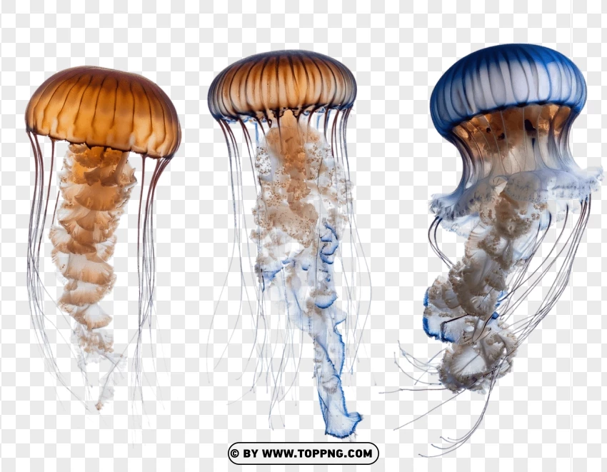 Group Of Jellyfish In Natural Pose PNG Transparent Background