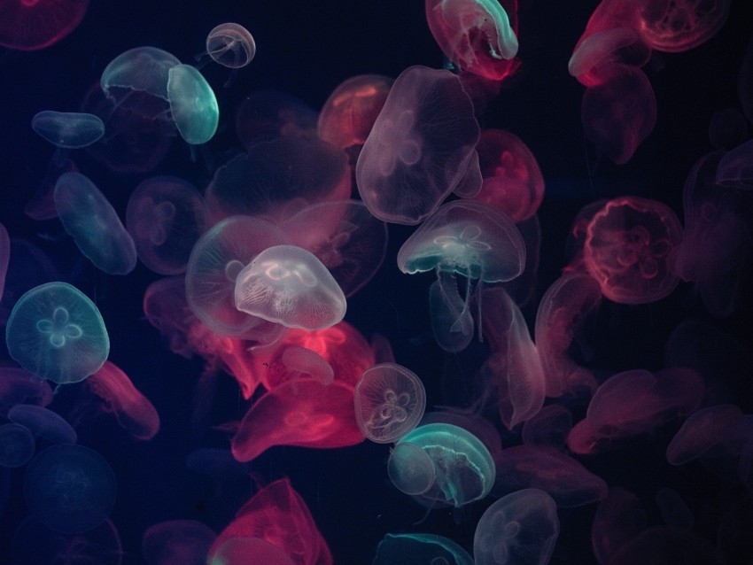 jellyfish, colorful, glow, underwater world