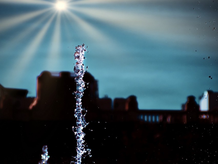 jet, water, fountain, light