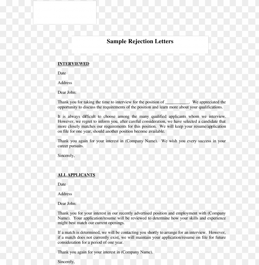 Applicant Rejection Letter Templates from toppng.com
