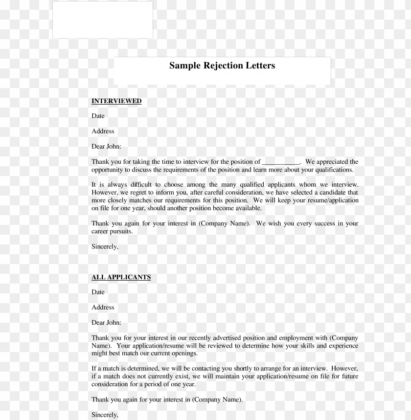 job applicant rejection letter sample valid free job sample applicant denial letter for job PNG transparent with Clear Background ID 236939