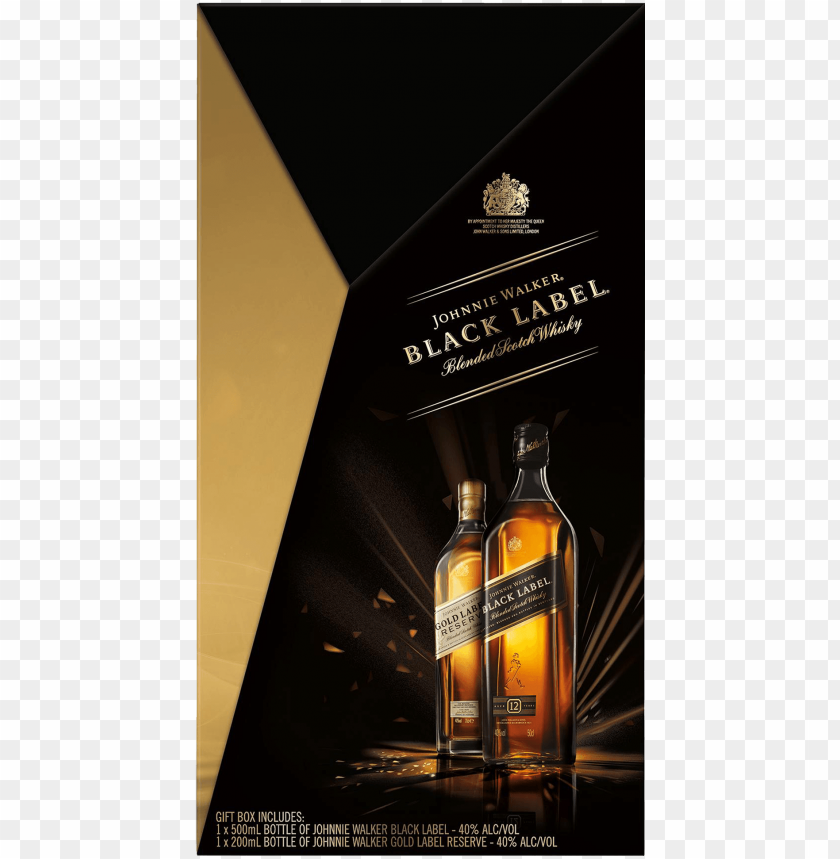 Johnnie Walker Black &amp; Gold Label Scotch Whisky Gift - Single Malt Whisky PNG Image With Transparent Background