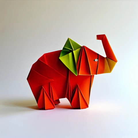Joyful Low Poly Illustration Colorful Cloaked Baby Elephant In Polygonal Style