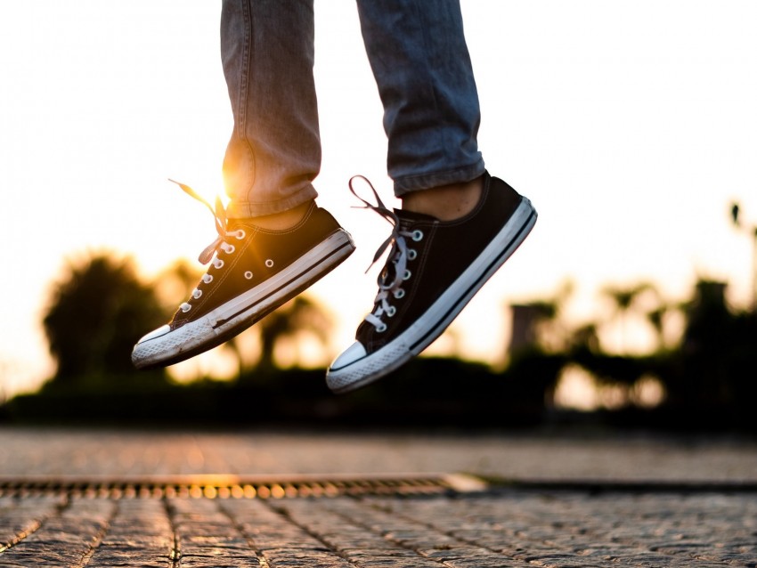 jump, legs, sneakers, shoes, sunlight