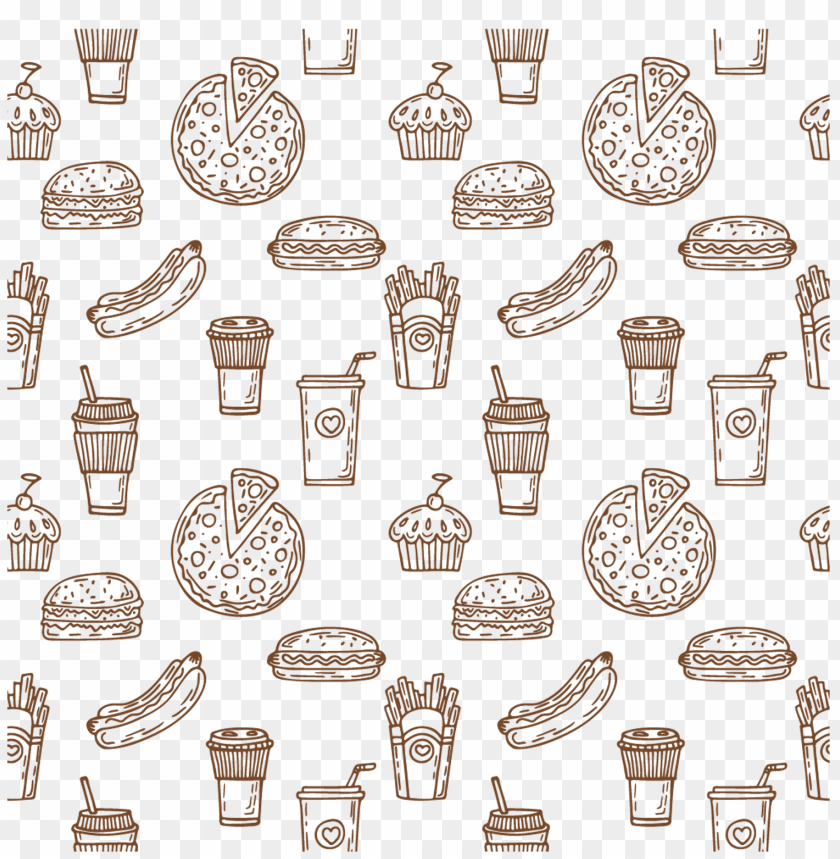 junk food items pattern seamless PNG image with transparent background |  TOPpng