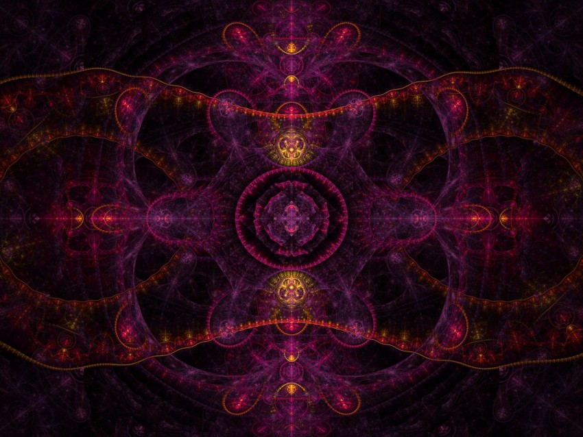 kaleidoscope, fractal, abstraction, purple, glow