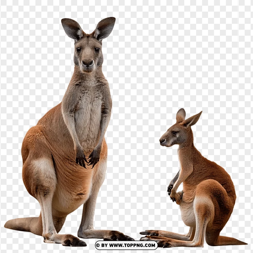 Set Of Kangaroos In Wildlife Poses PNG Transparent Background