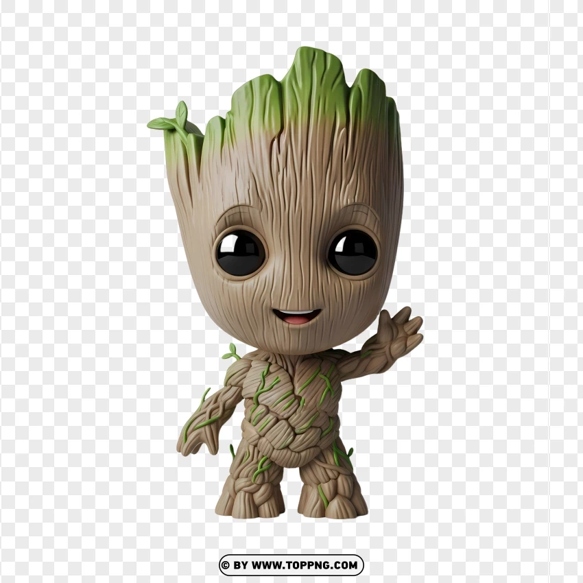 Kawaii Baby Groot Figurine Render PNG Transparent Background