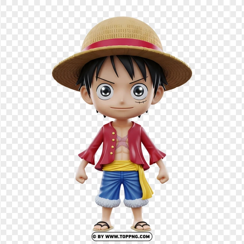 Kawaii Chibi Monkey D. Luffy Illustration PNG Transparent Background