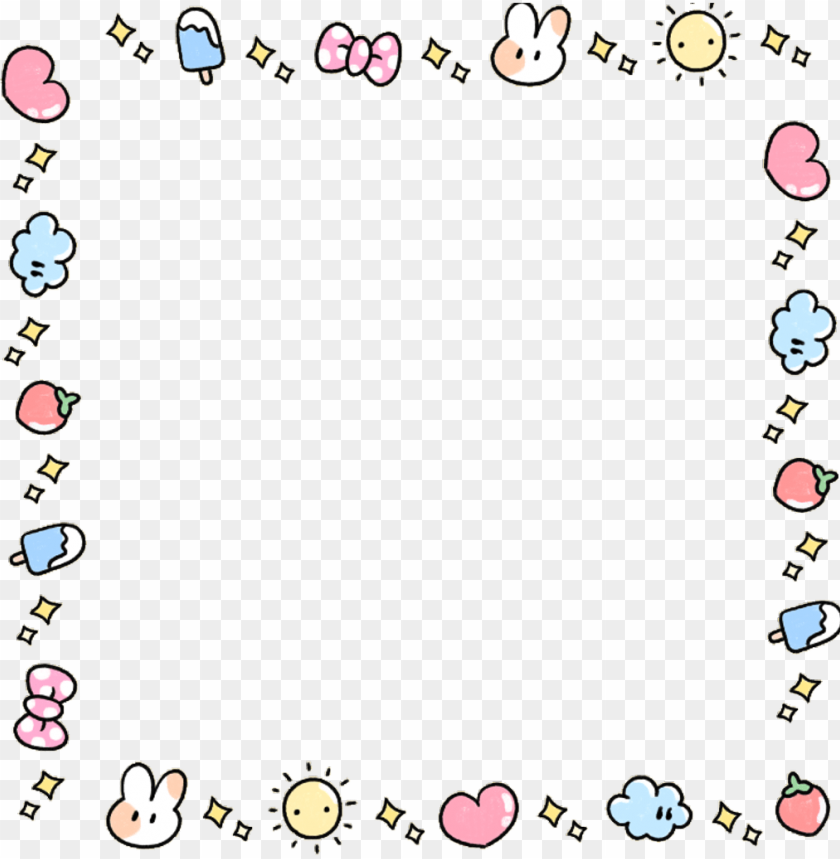 Kawaii Cute Adorable Bunny Pastel Love Heart Frame Fundo Para Flyer De  Salao PNG Image With Transparent Background | TOPpng