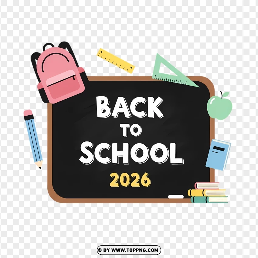 Kawaii Flat Vector Back To School 2026 Design PNG Transparent Background