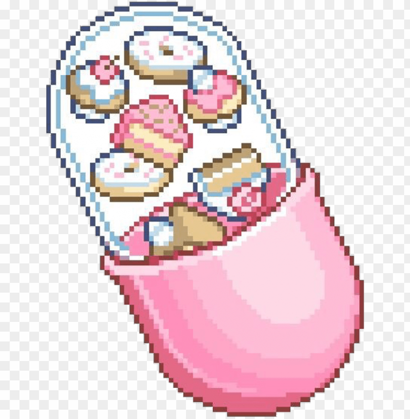 Kawaii Food Drawing Pastel Pixel Freetoedit - Vaporwave Perler Beads PNG Transparent With Clear Background ID 238895