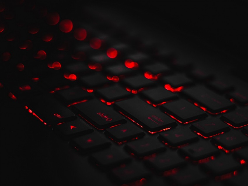 keyboard, backlight, red, glare, bokeh