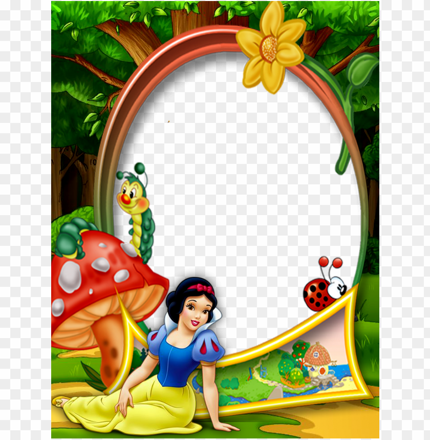 kids transparent photo frame with snow white in the forest background best  stock photos | TOPpng