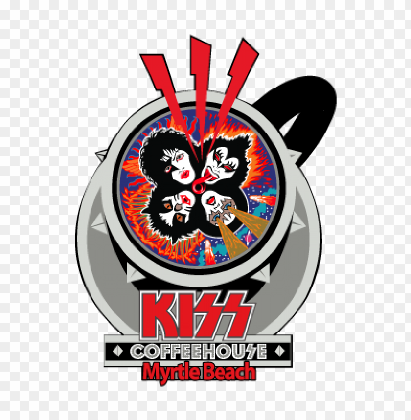 kiss rock n’ roll over coffee cup vector logo@toppng.com