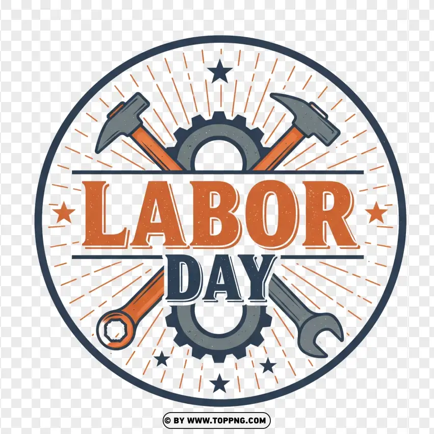 Labor Day Circular Gear Icon Design PNG Transparent Background