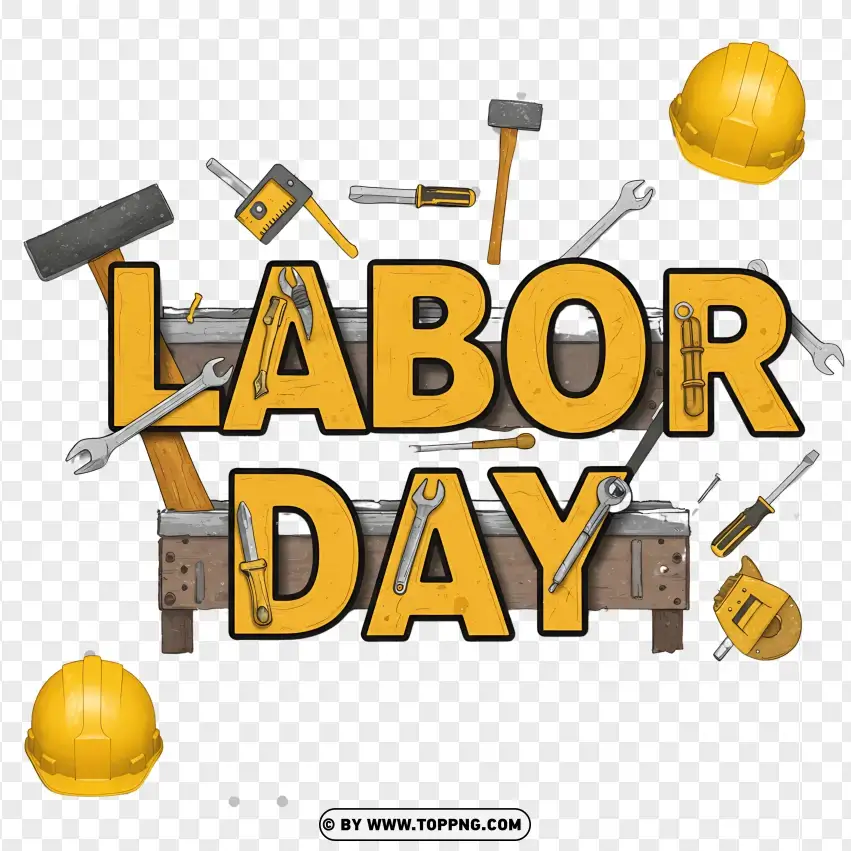 Labor Day With Construction Tools And Helmet PNG Transparent Background