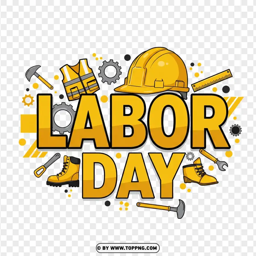 Labor Day Yellow Construction Theme PNG Transparent Background