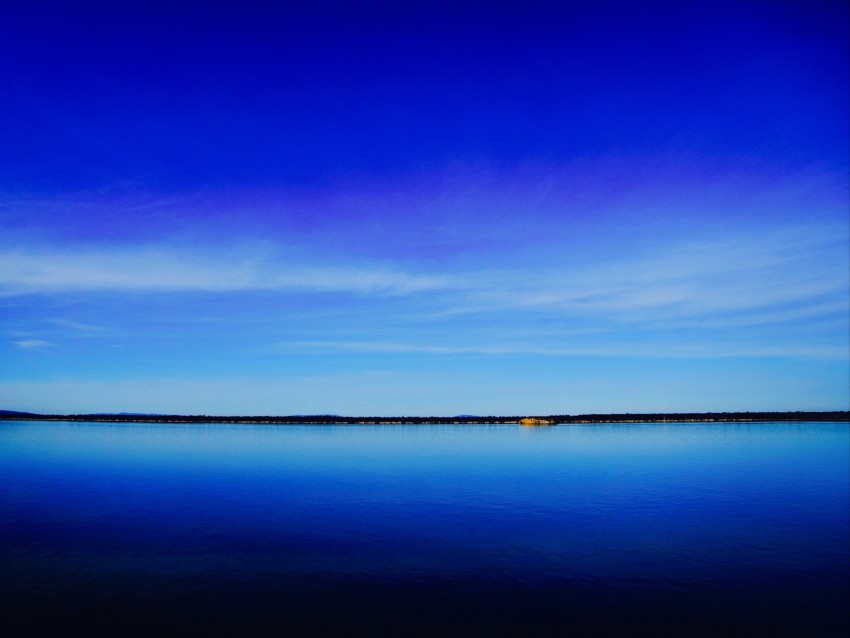 lake, coast, horizon, water, sky