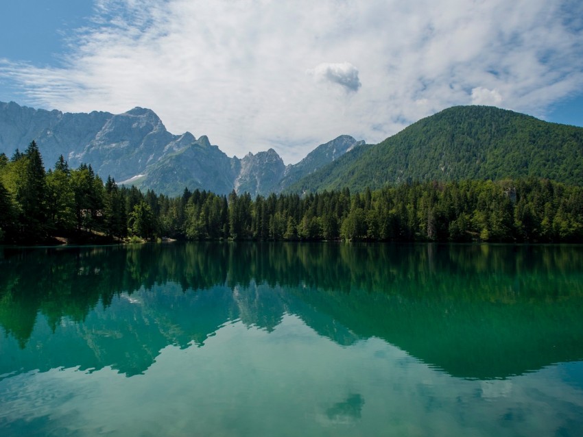 lake, forest, mountains, landscape, nature