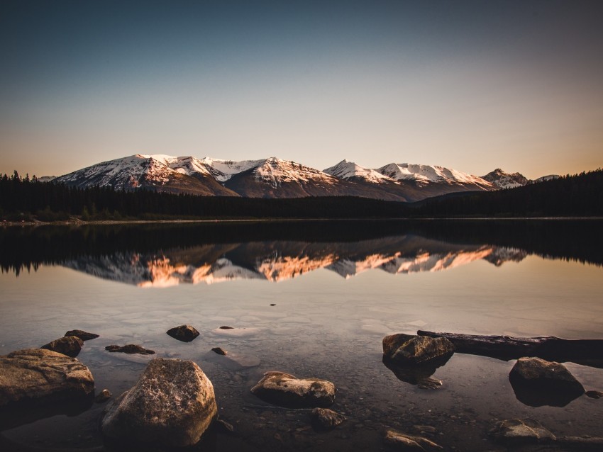 lake, mountains, stones, reflection, landscape