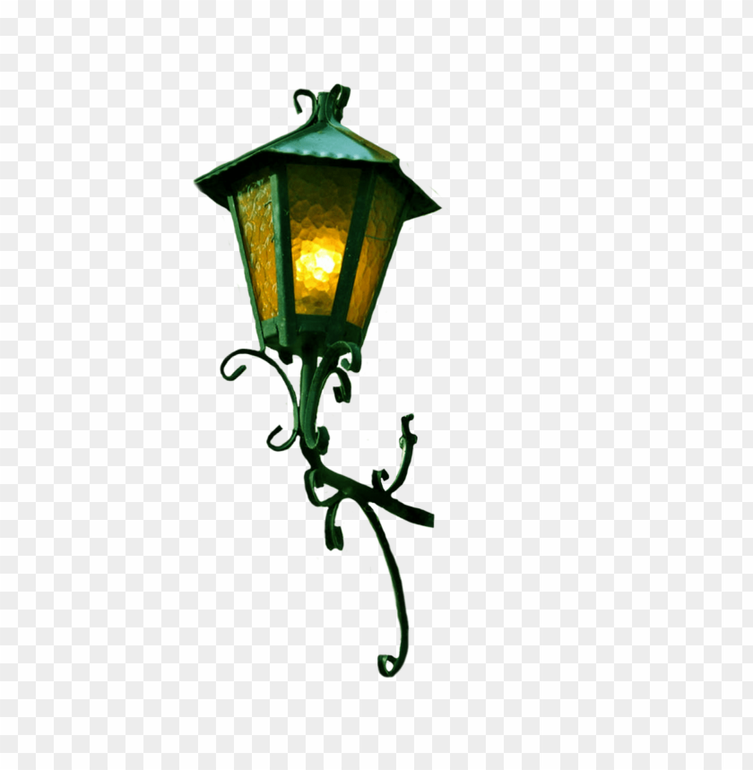 Vintage green lantern with warm glowing light, ideal for outdoor settings PNG