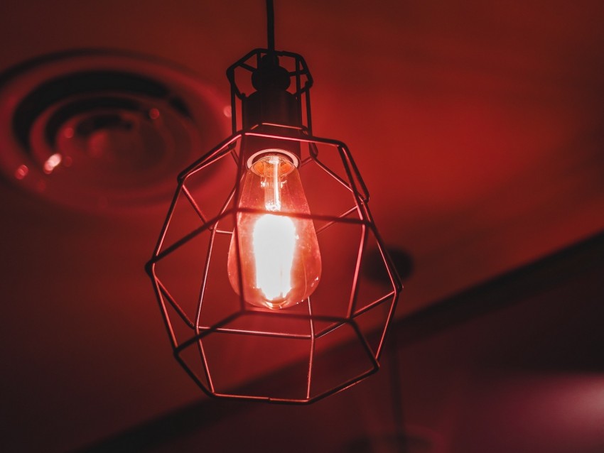 lamp, bulb, red, light, lighting